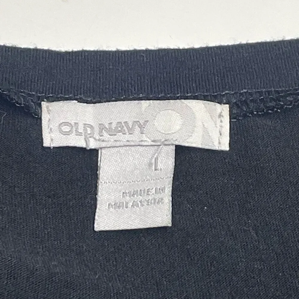 Old Navy Black Bubble Puff Sleeve Scoop Neck Top